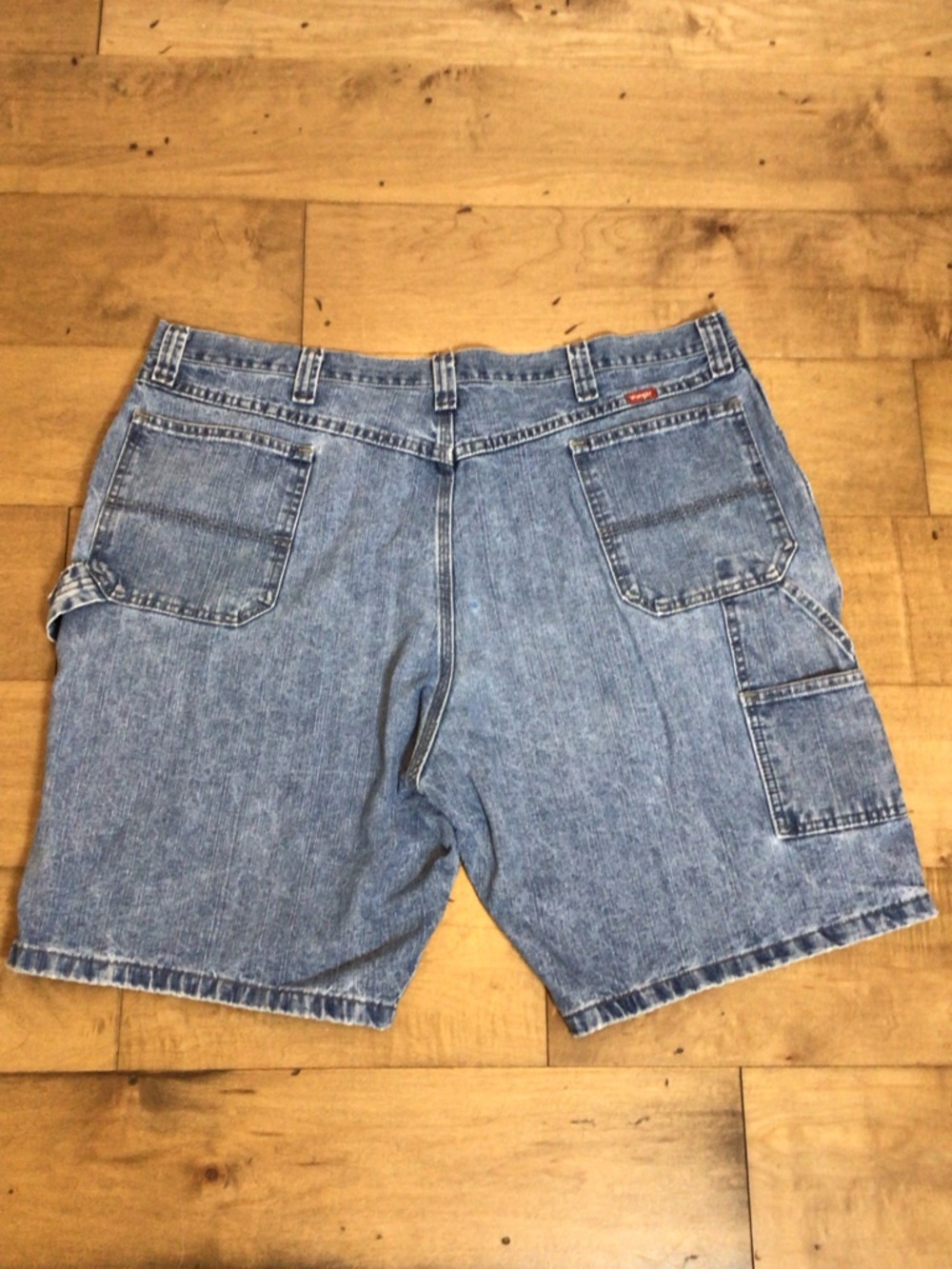 Vintage Wrangler Carpenter Shorts 42 Denim 10” Inseam Workwear Baggy 90s Men - Picture 2 of 11
